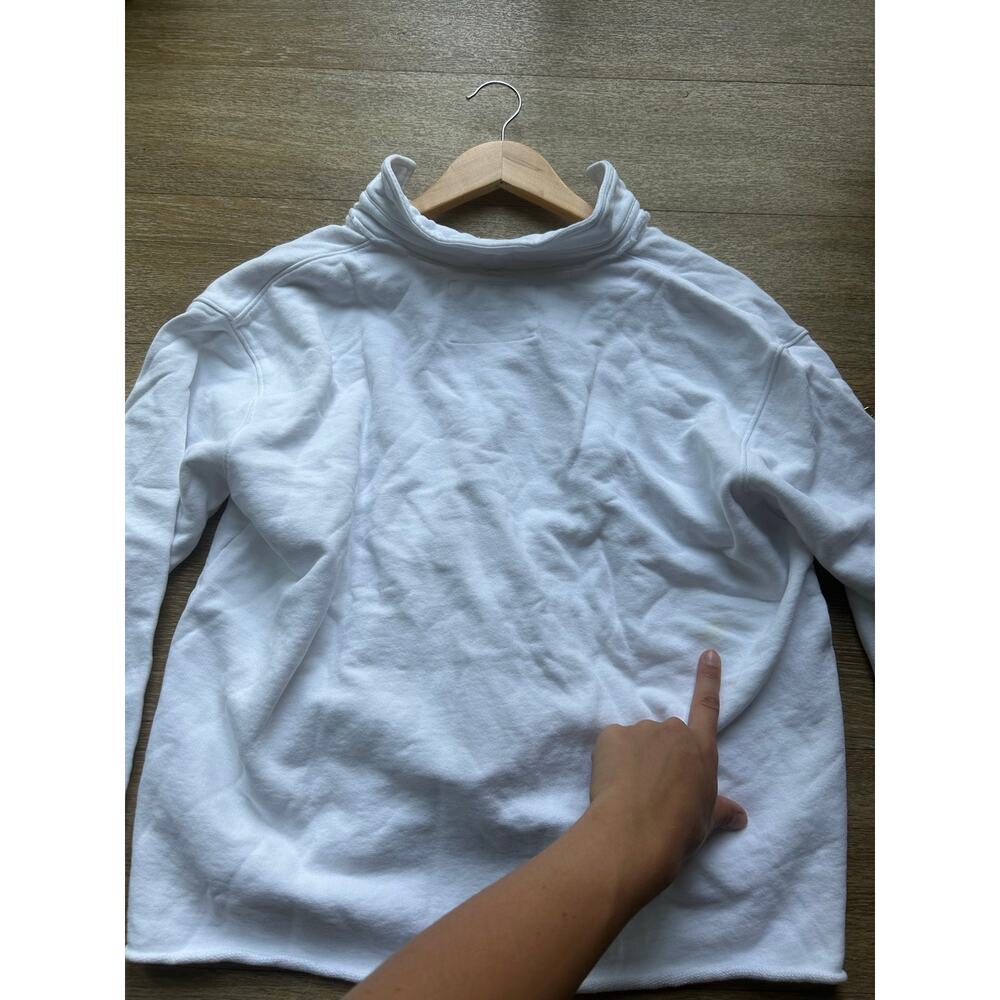 Frank & Eileen Patrick Popover Henley Sweatshirt White L Triple Fleece Raw Hem - Picture 10 of 16
